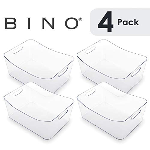 large Greenco Clear Bins Stackable Storage Organizer Containers with Handles for Refrigerator Freezer Pantry and Kitchen Cabinets Set of 8 Medium 